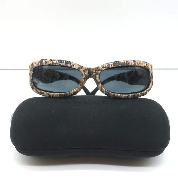 Chanel Accessories - Chanel Metallic Tweed Rectangular Sunglasses Black/Multi